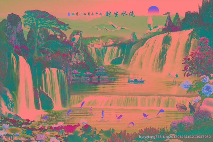 G流水生财背景墙