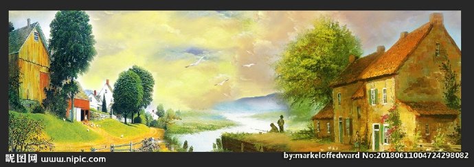 G油画风景背景墙