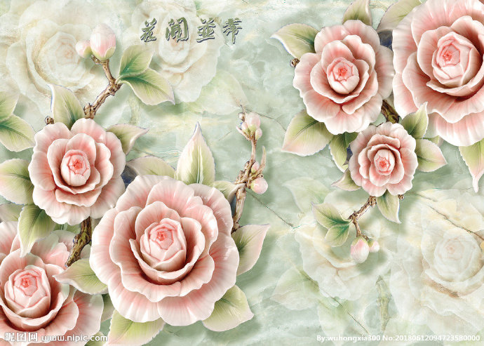 G玉雕玫瑰花背景