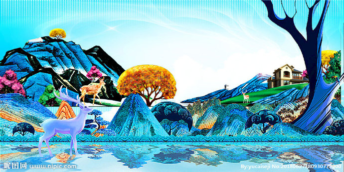 G麋鹿发财树背景