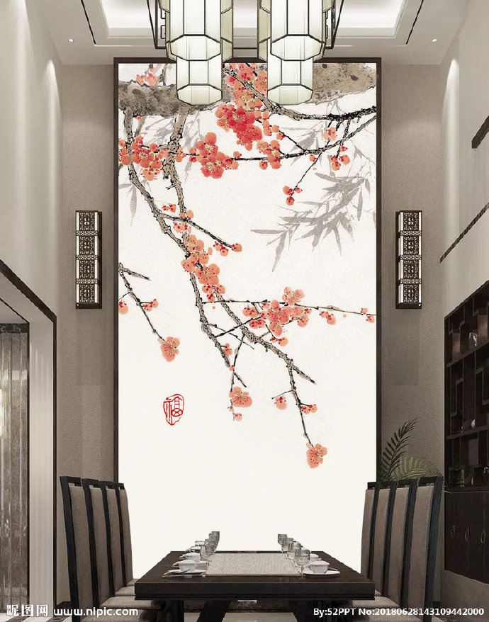 G新中式手绘梅花