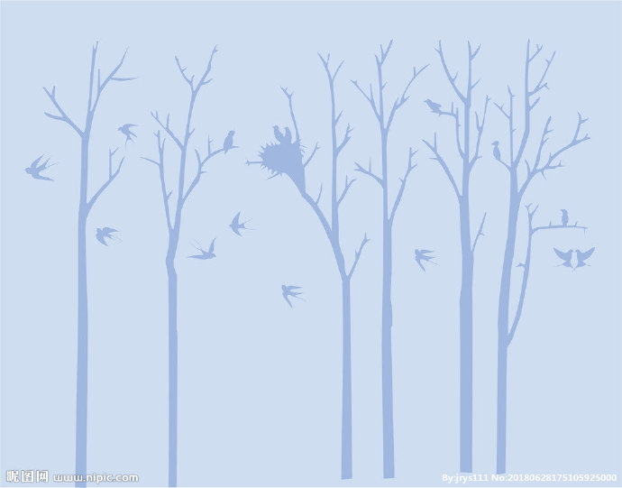 G小树和鸟背景墙
