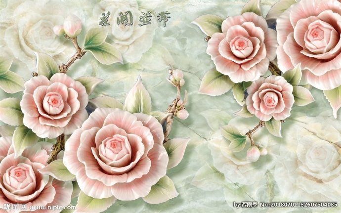 G花开富贵背景墙
