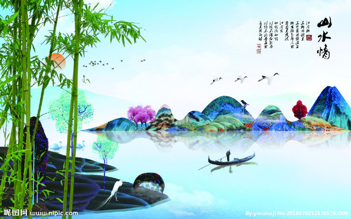 G山水情背景墙背