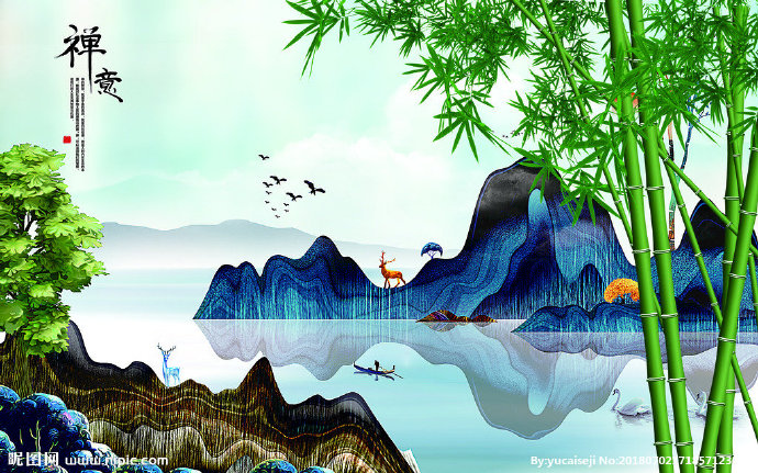 G山水禅意电视背