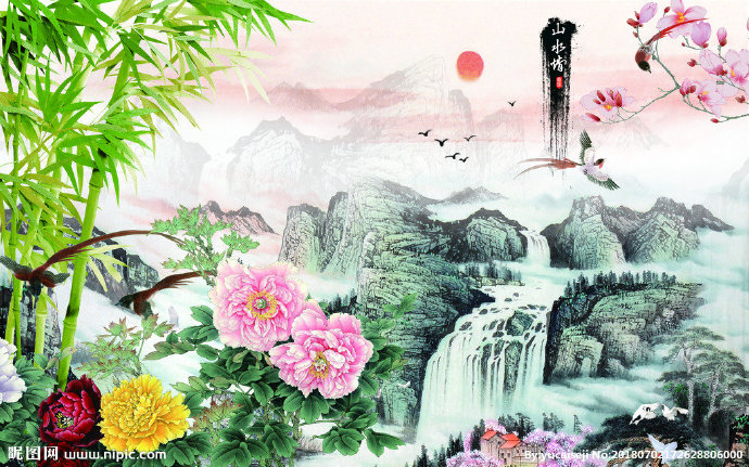 G山水背景墙背景