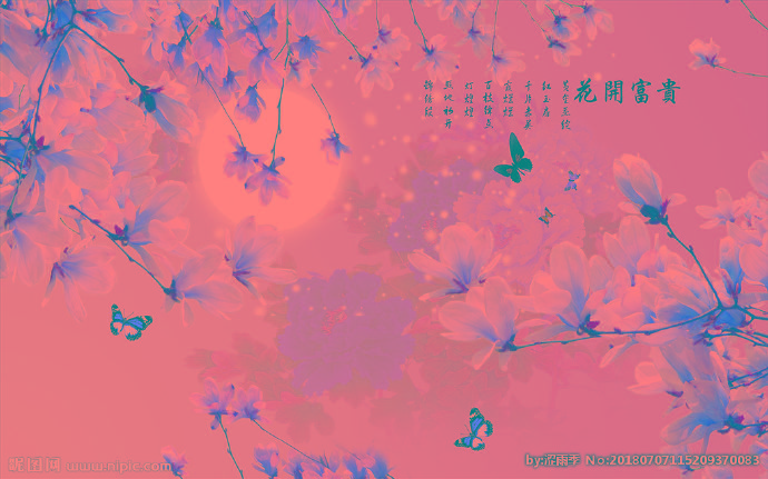 G花开富贵背景墙
