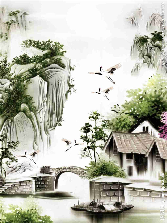 G水墨山庄背景墙