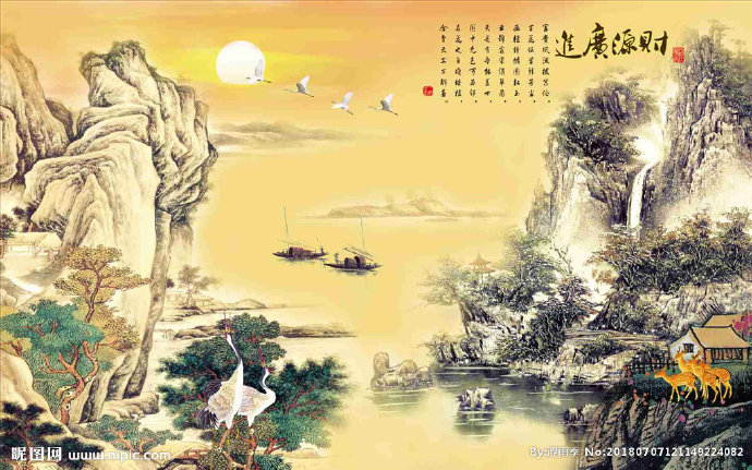 G水墨画背景墙背