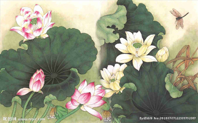 G水墨莲花背景墙