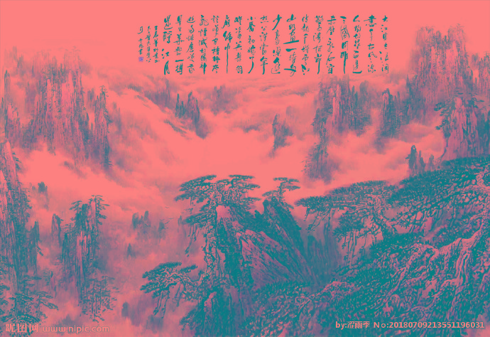 G水墨画背景墙背
