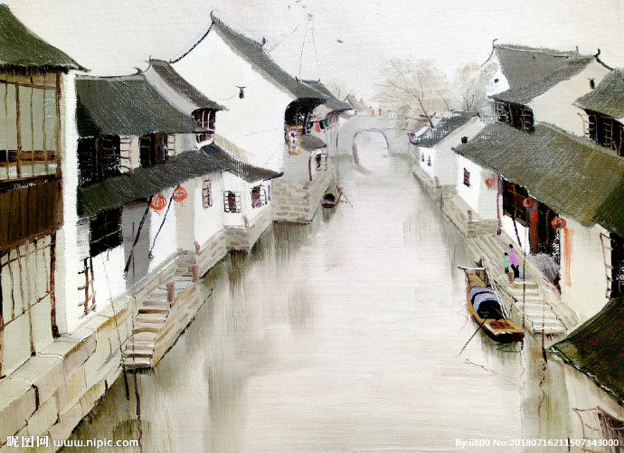 G水乡风光油画背