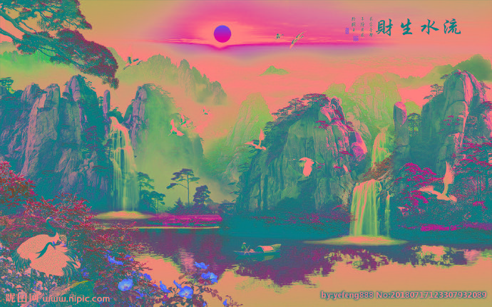 G流水生财背景墙