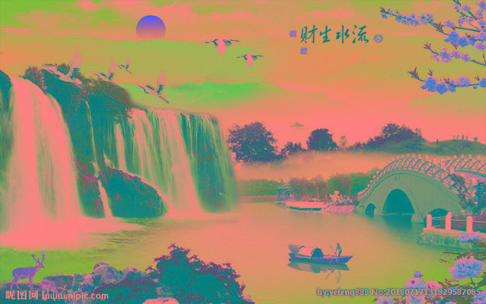G流水生财背景墙