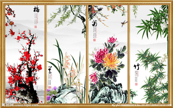 G竹柳背景墙背景