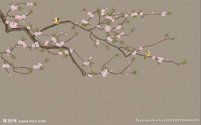 G中式花鸟背景墙