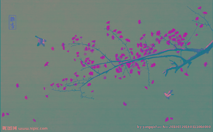 G新中式花鸟背景