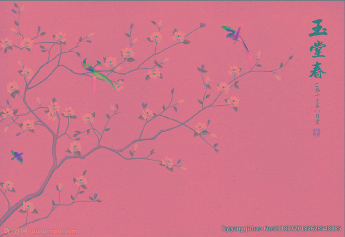 G中式花鸟背景墙