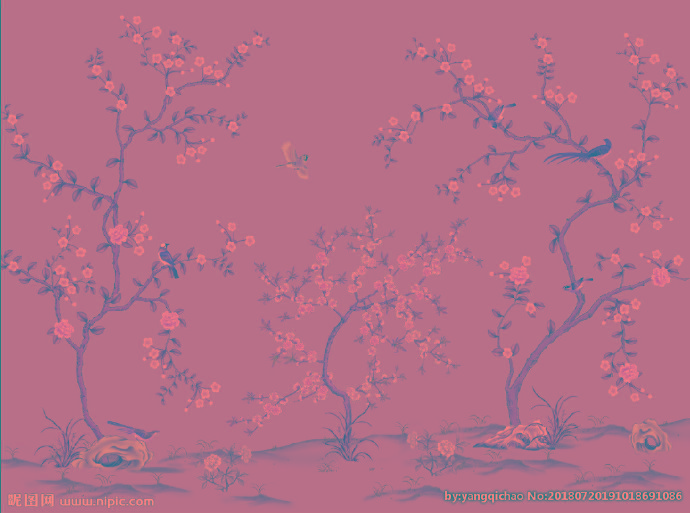 G花鸟背景墙背景