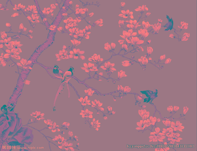 G中式花鸟背景墙