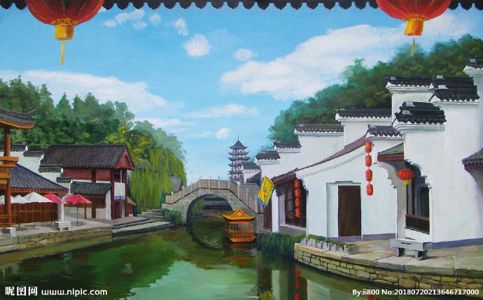 G江南韵油画背景