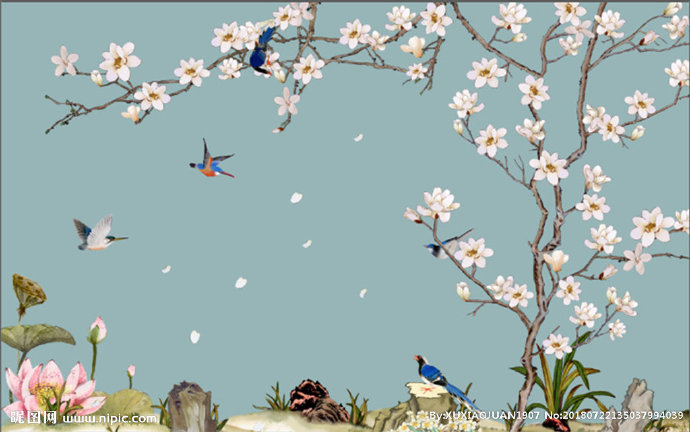 G工笔画花鸟背景