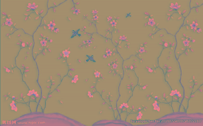 G中式花鸟背景墙