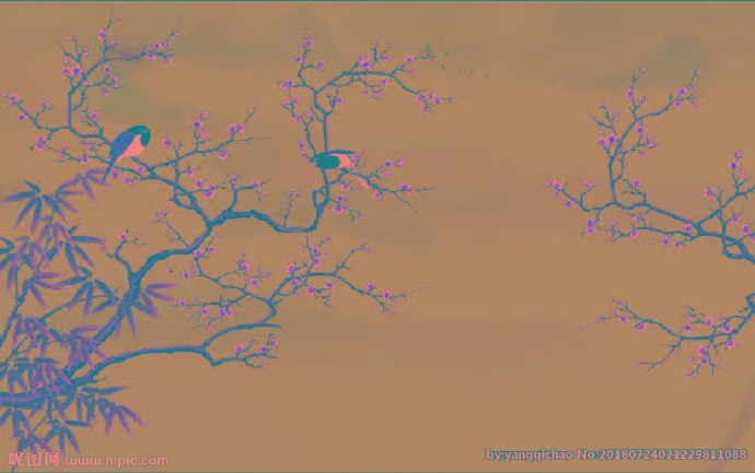 G中式花鸟背景墙