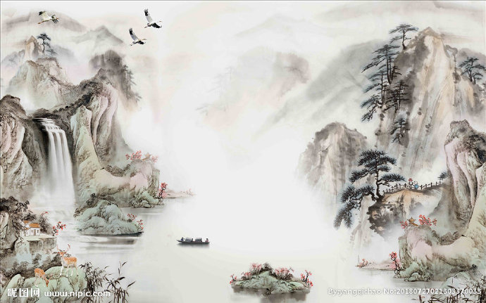 G中式山水画背景