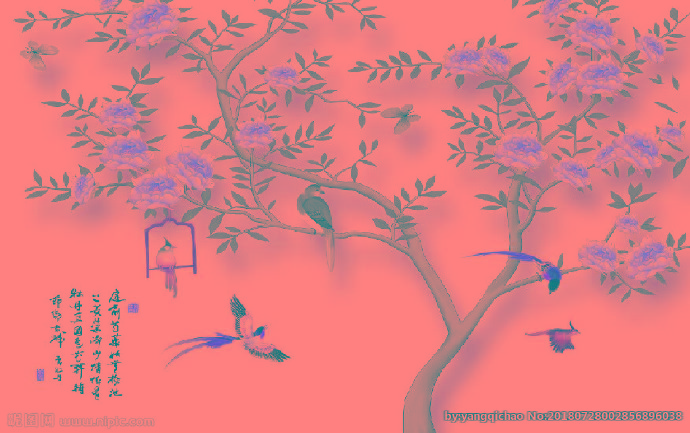 G花鸟背景墙背景