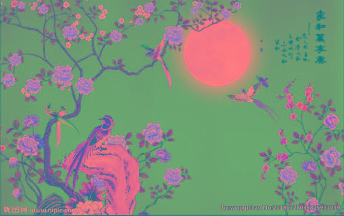 G中式花鸟背景墙