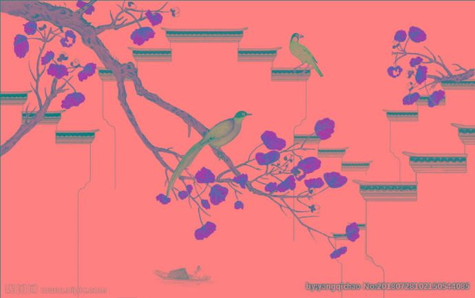 G花鸟背景墙背景