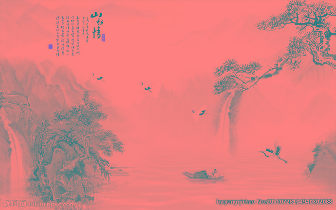 G中式山水背景墙