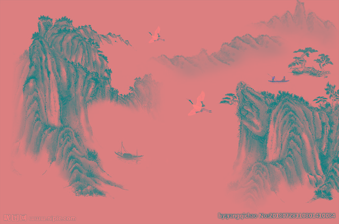 G中式山水背景墙