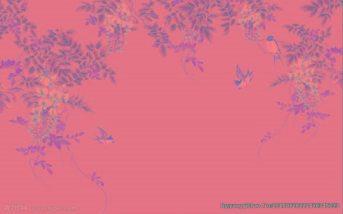 G中式花鸟背景墙