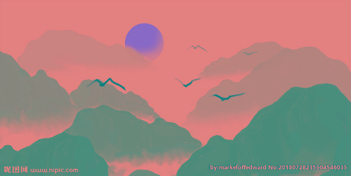 G水墨山背景墙背