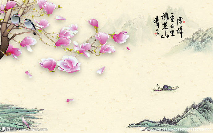 G水墨桃花电视装