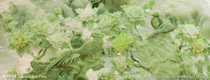 G玉雕花鸟背景墙