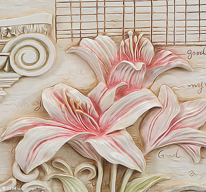 G浮雕花背景墙浮