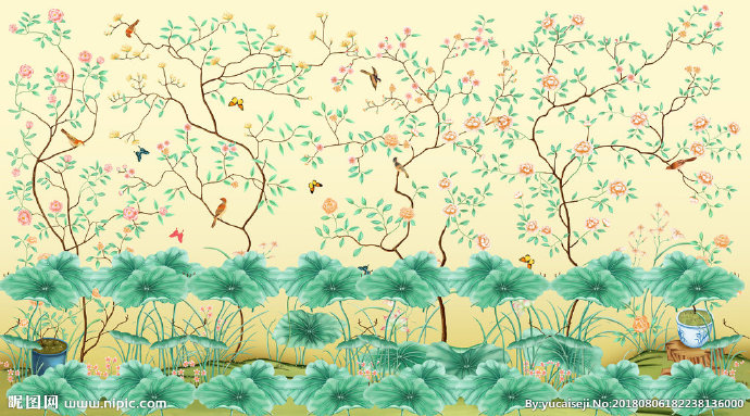 G工笔画花鸟背景