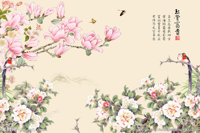 G工笔花鸟背景墙