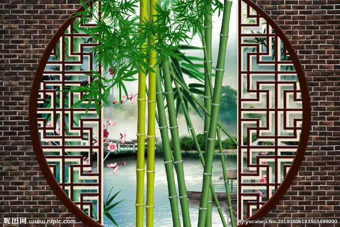 G竹平安背景墙背