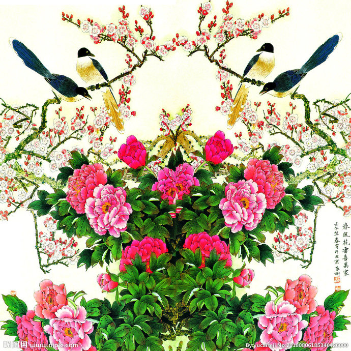 G花鸟背景墙背景