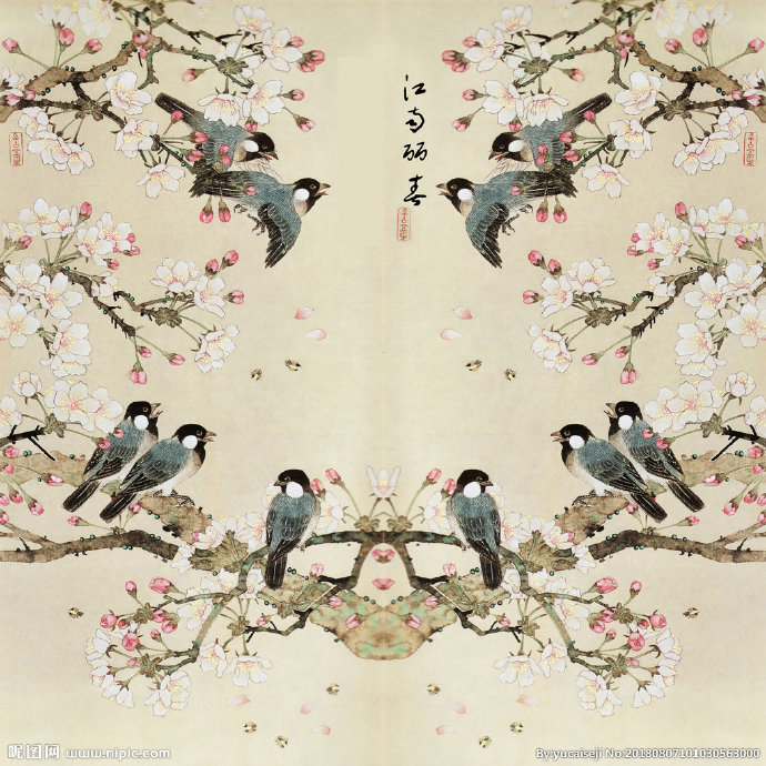 G工笔花鸟背景墙