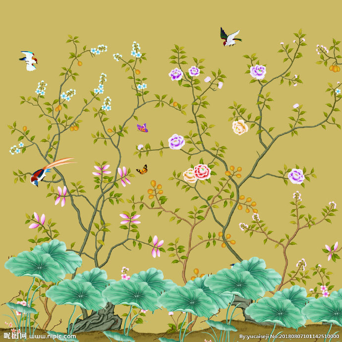 G花鸟工笔画背景