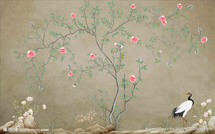 G花鸟背景墙背景
