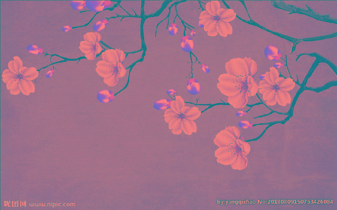 G花鸟背景墙背景