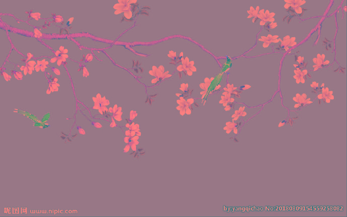 G花鸟背景墙背景