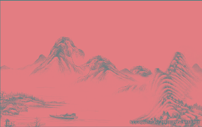 G水墨山背景墙背