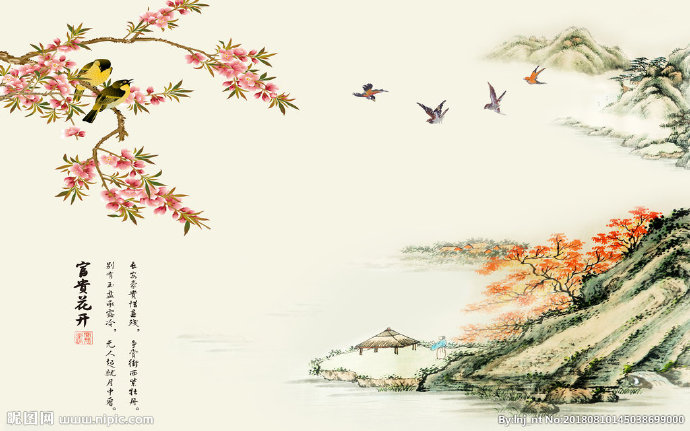 G中式山水背景墙